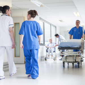 Medical Laundry Hospital Staff In Hall