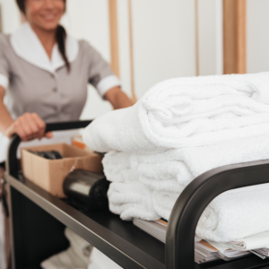 Hotel Laundry Cart Being Pushed
